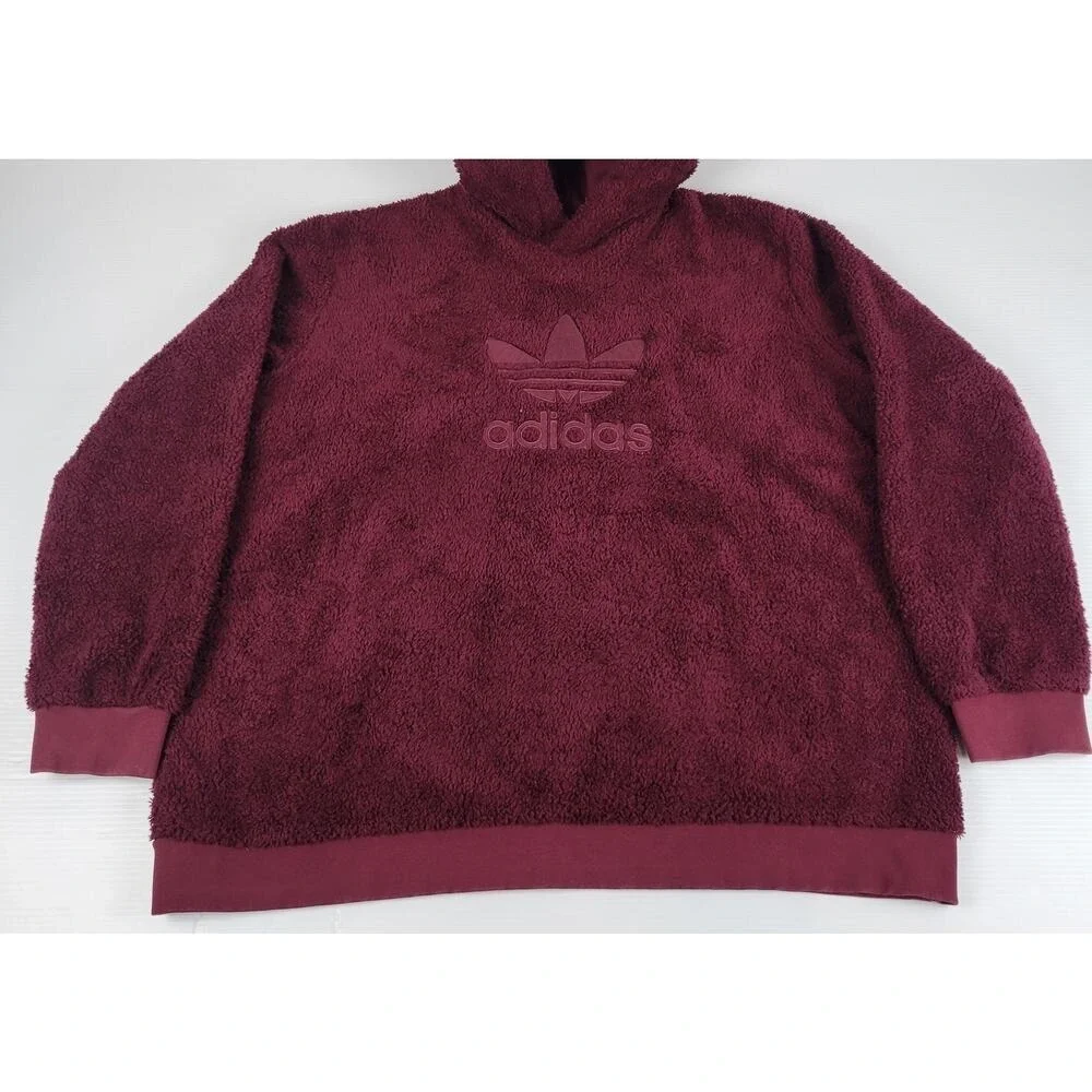 Adidas Mens XXL‎ 2XL Originals Winterized Trefoil Sweater Hoodie Maroon DH7079